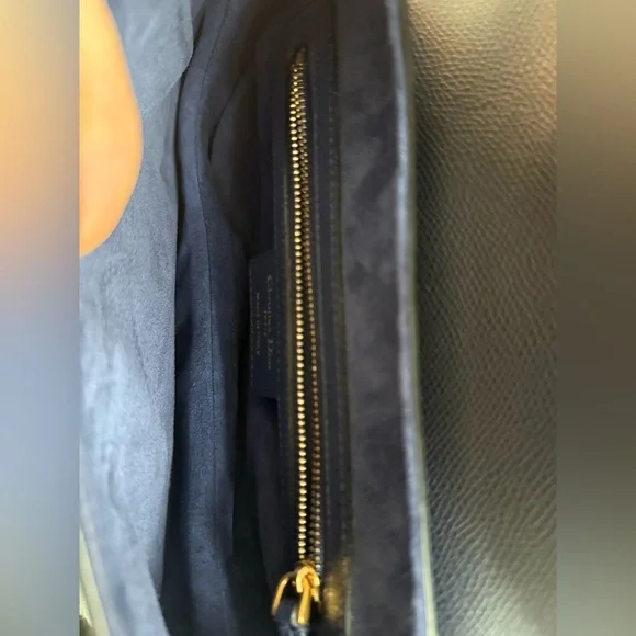 Dior Navy Grained Leather Medium Saddle Bag - Picture 13 of 13